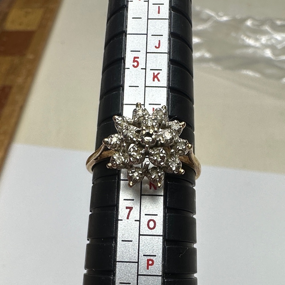 Diamond Cluster Floral Ring - 10k Gold